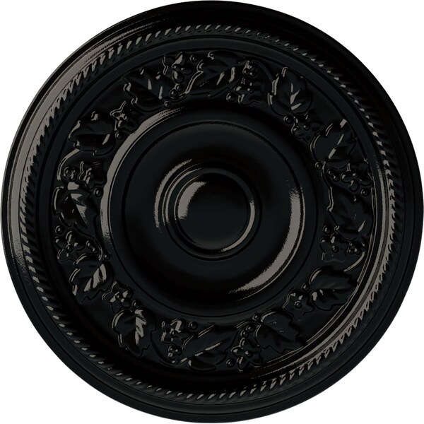 Ekena Millwork Tyrone Ceiling Medallion (Fits Canopies up to 6 3/4"), Hand-Painted Black Pearl, 16 1/8"OD x 3/4"P CM16TYBPS - main